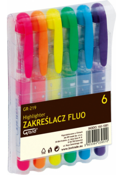 Zakreślacz fluo GR-219. Komplet 6 kolorów.