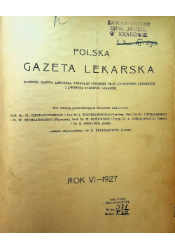 Polska gazeta lekarska Rok VI nr 1 do 51 1927 r.