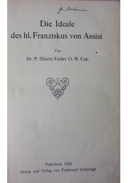 Die Ideale des hl. Franziskus von Assisi , 1923r.