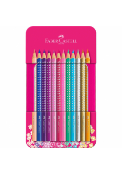 Kredki ołówkowe Sparkle Faber-Castell 12 kolorów opakowanie metalowe
