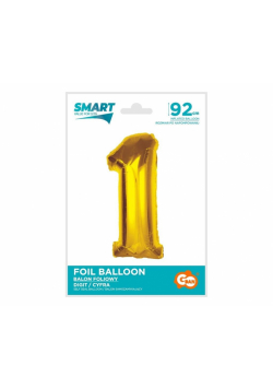 Balon foliowy Smart cyfra 1 złota 92cm