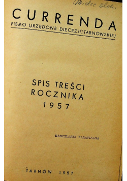 Currenda pismo Diecezji Tarnowskiej 1957