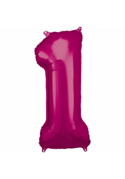Balon foliowy cyfra 1 różowa 38x86cm