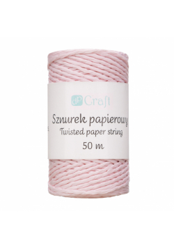 Sznurek papierowy skręcany różowy 50m