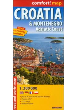 Croatia Montenegro Adriatic Coast mapa samochodowo-turystyczna 1:300 000