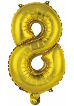 Balon foliowy mini cyfra 8 złota 29x40cm