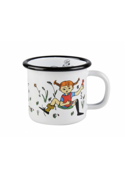 Kubek emaliowany 150ml biały Pippi i Pani Nilsson