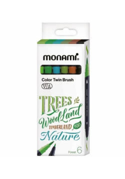 Dwustronne pisaki z końcówkami pędzelkowymi Color Twin Brush Forest 6 kolorów