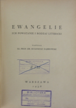Ewangelie. Ich powstanie i rodzaj literacki, 1938