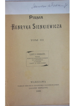 Pisma Henryka Sienkiewicza Tom III