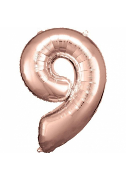 Balon foliowy cyfra 9 różowe złoto 60x86cm
