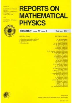 Reports on Mathematical Physics 75/1 2015 Pergamon