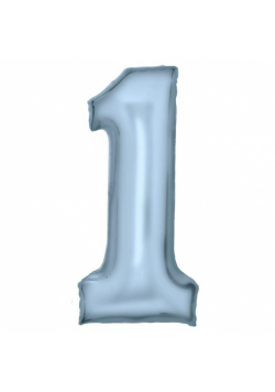 Balon foliowy cyfra 1 pastelowa niebieska 86cm