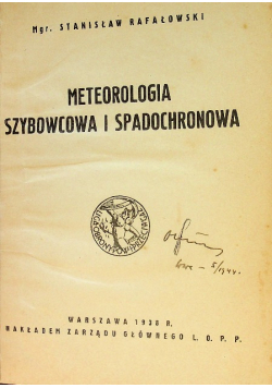 Meteorologia Szybowcowa I Spadochronowa 1938 r.