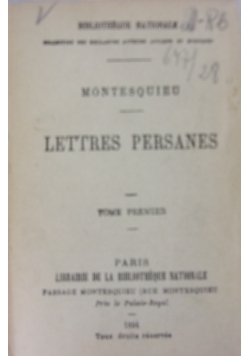 Lettres Persanes, tom I-II w jednej książce, 1894r.
