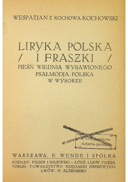 Liryka polska i fraszki- Kochowski 1921 r.
