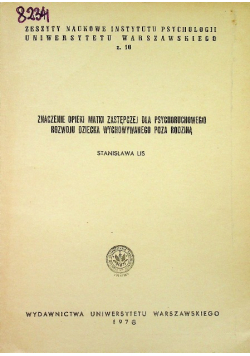 Znaczenie opieki matki zastępczej dla psychoruchowego