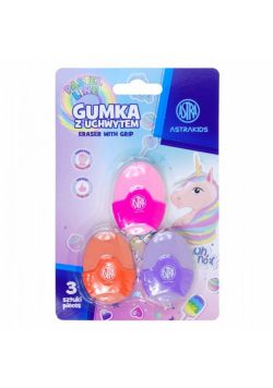 Gumka owalna z uchwytem Astrakids Unicorn 3 szt.