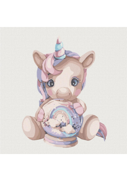 Malowanie po numerach - Różowy jednorożec 30x30cm