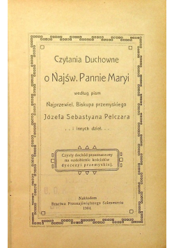 Czytania Duchowne o Najświętszej Pannie Maryi 1904 r.
