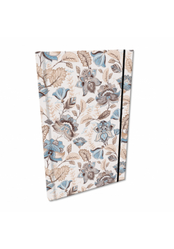 Notes A5 kratka z gumką Soft Touch Paisley kwiaty kawowe
