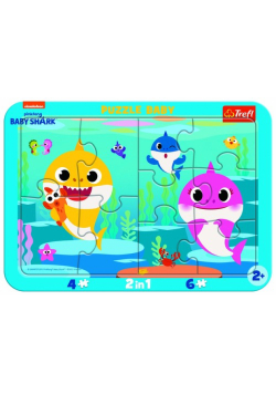 Puzzle ramkowe Baby Shark 6 el. Wesołe Rekiny