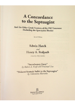 A Concordance To The Septuagint