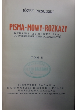 Pisma-mowy-rozkazy. Tom II, 1930 r.