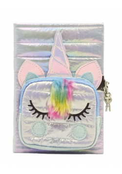 Pamiętnik Unicorn na kłódkę z kieszonką biały