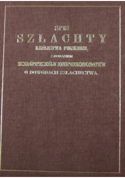 Spis szlachty Królestwa Polskiego Reprint z 1851 r.