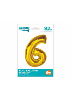 Balon foliowy Smart cyfra 6 złota 92cm