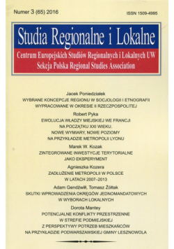 Studia Regionalne i Lokalne 3/2016