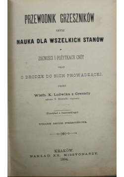 Przewodnik grzeszników czyli nauka dla wszelkich stanów 1894 r.