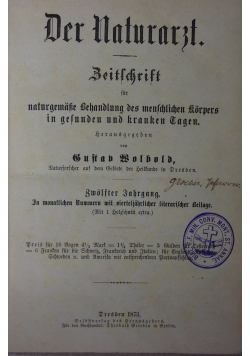 Der Naturarzt , 1873r.
