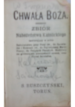 Chwała Boża. Zbiór Nabożeństwa Katolickiego. Miniatura,  1907 r.