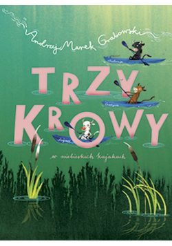 Trzy krowy w niebieskich kajakach