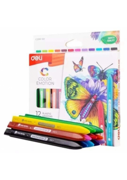 Kredki trójkątne plastik Color Emotio 12 kol DELI
