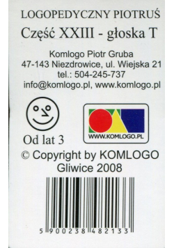 Karty Logopedyczny Piotruś Część XXIII - głoska T