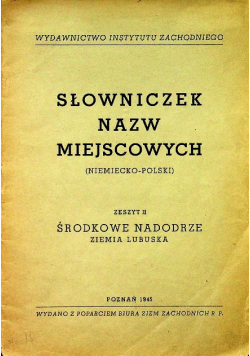 Słowniczek nazw miejscowych Zeszyt II 1945 r.