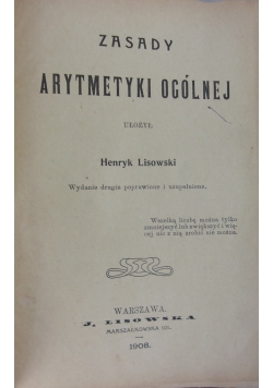 Zasady arytmetyki ogólnej,1908r