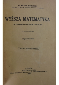 Wyższa matematyka, 1928 r.