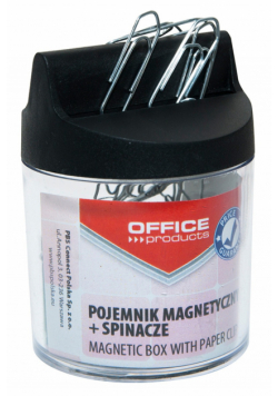 Pojemnik magnetyczny ze spinaczami Office Products okrągły transparentny