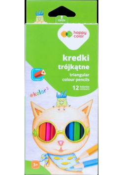 Kredki drewniane trójkątne 12 kolorów HAPPY COLOR