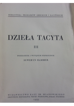 Dzieła Tacyta nr III, 1939 r.