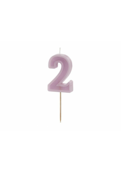 Świeczka urodzinowa 2 fioletowa 6cm