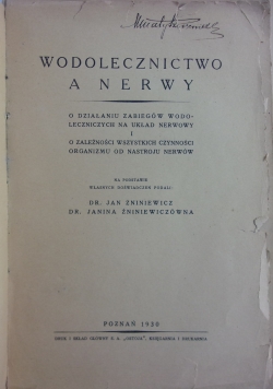 Wodolecznictwo a nerwy, 1930r.