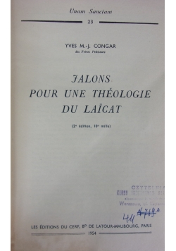Jalons Pous une theologie du Laigat