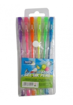 Długopisy żelowe fluorescencyjne 6 kolorów LAMBO