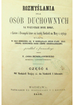 Rozmyślania dla osób duchownych część II 1859 r.