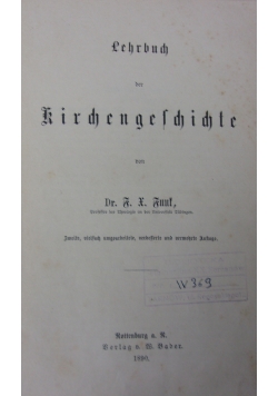 Lehrbuch der Kirchengeschichte, 1890 r.